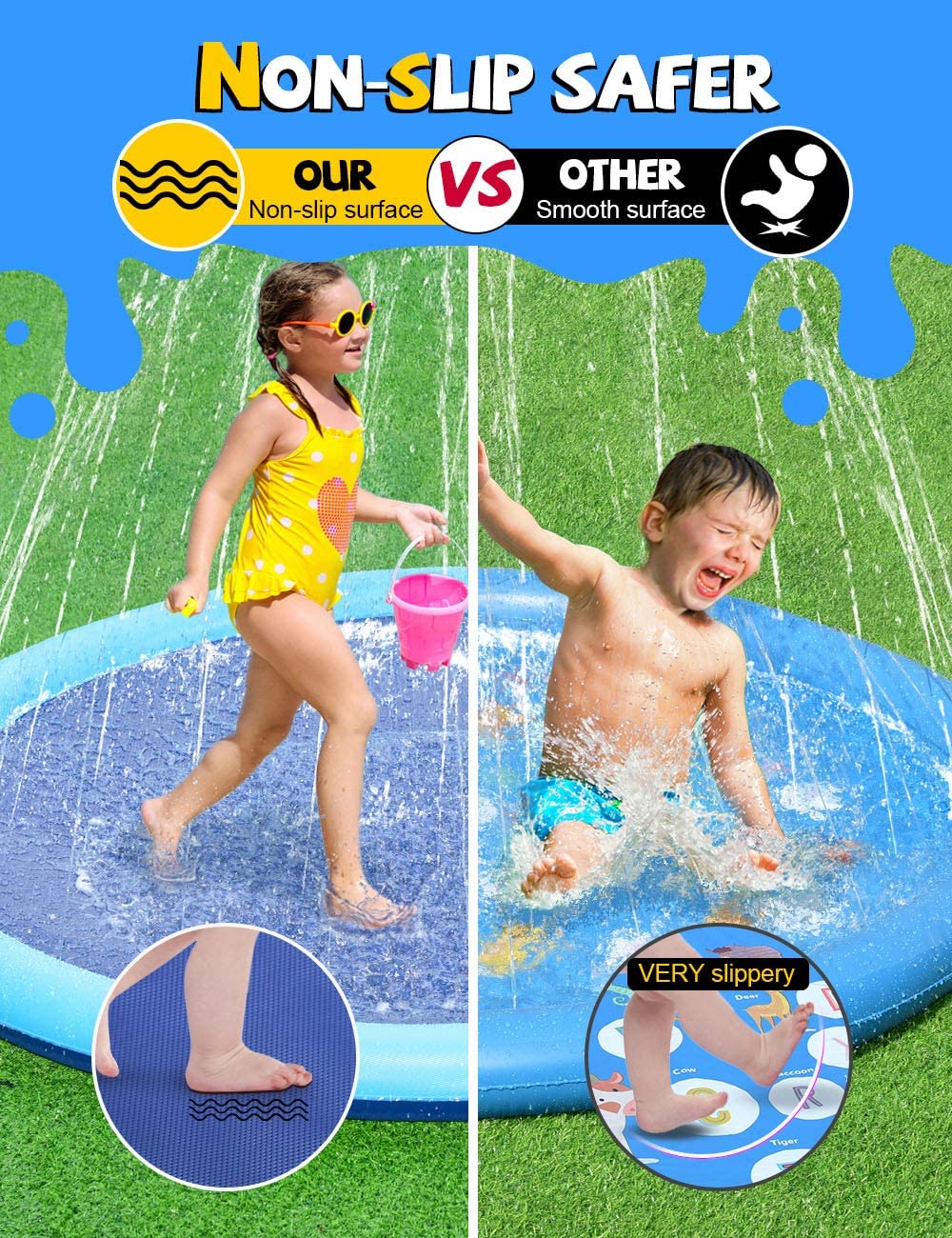 💝2023 Summer Hot Sale 48% OFF🎁 Non-Slip Splash Pad for Kids and Dog