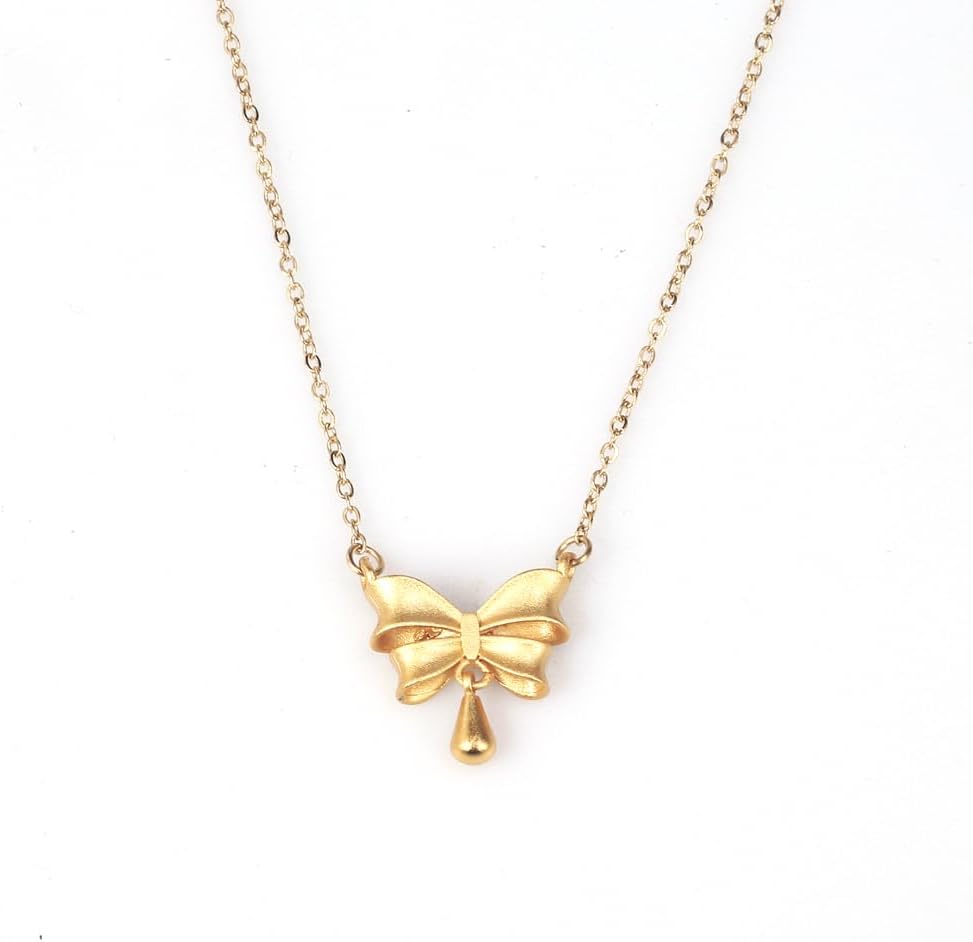 SUNNYOUTH Bow Necklace for Women Girls Bowknot Choker Necklace 14K Gold Plated Ribbon Choker Necklaces Fashion Jewelry Gifts