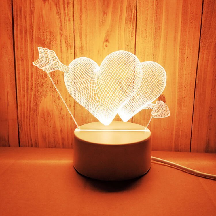 3D Night Light USB Plug-In Dimmable LED Bedroom Bedside Lamp