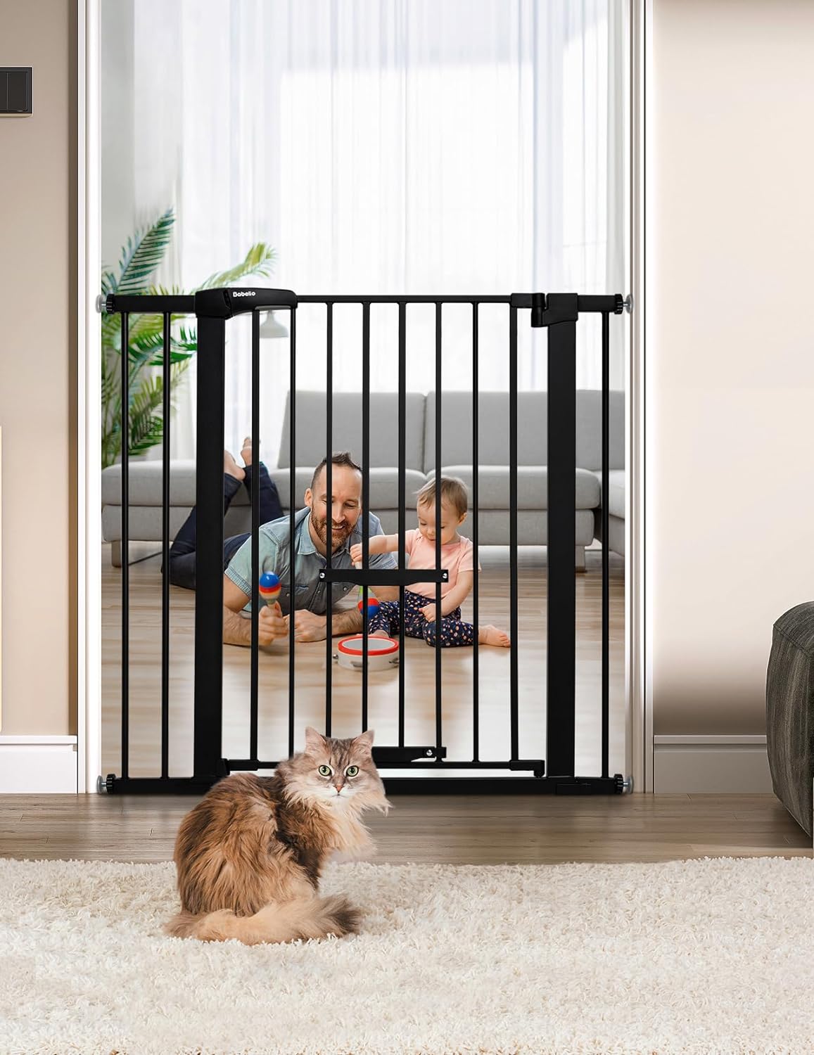 BABELIO New Version Baby Gate with Cat Door, 29.5-40