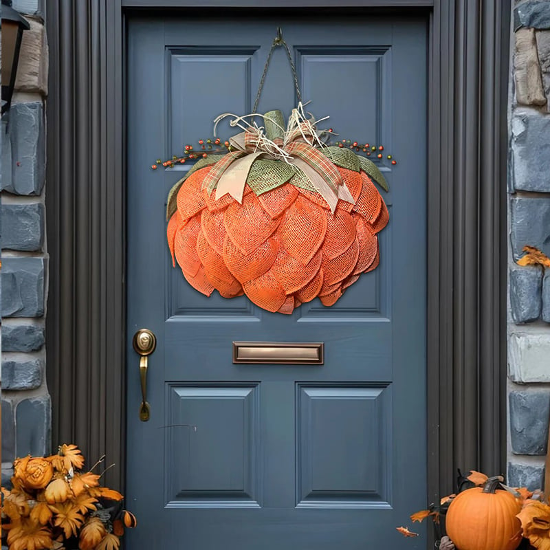 🔥Fall Hot Sale 50% OFF🎃Handmade Halloween Pumpkin Wreath For Front Door