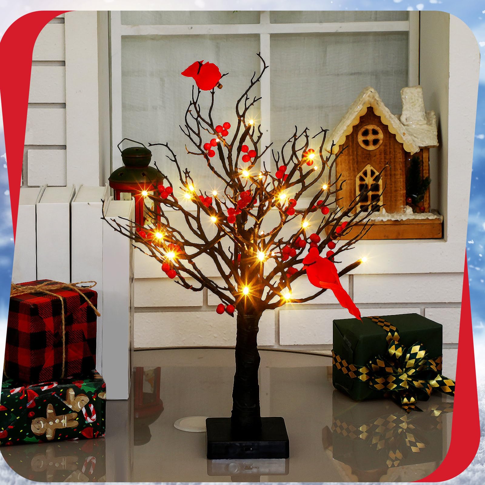 🍂TikTok Fall Sale — Last Day 70% OFF🎉Christmas Lighted Mini LED Tree With Red Berries🎄