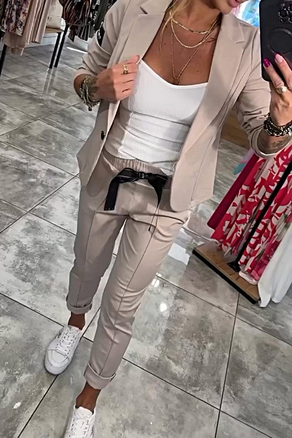 Women's Top & Elastic Pants Two-piece Set