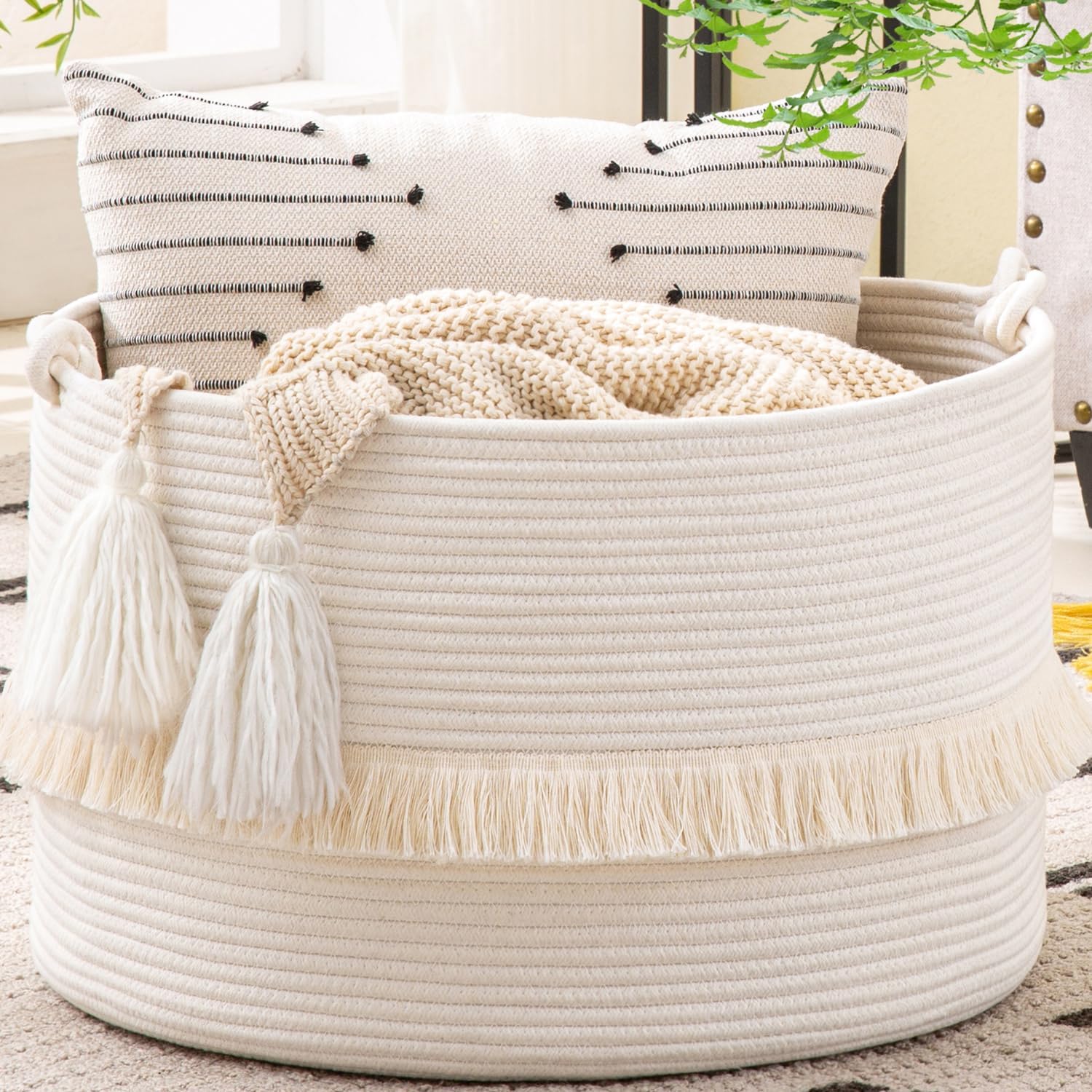 KAKAMAY Large Blanket Basket (20