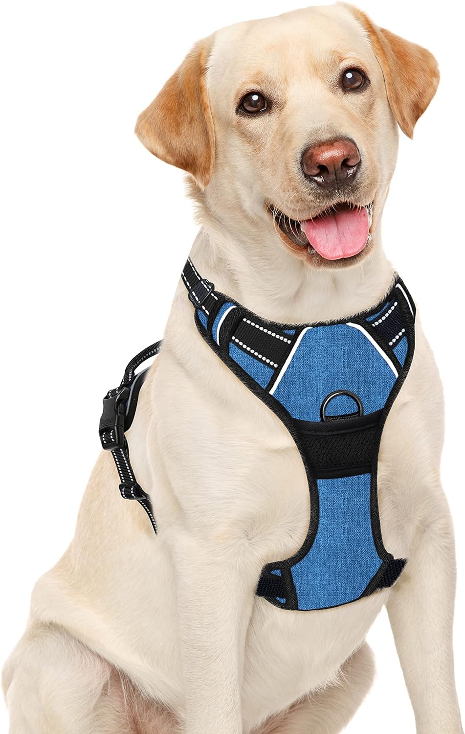 BARKBAY No Pull Dog Harness Front Clip Heavy Duty Reflective Easy Control Handle for Large Dog Walking(Black,L)