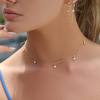 Tewiky Diamond Necklaces for Women, Dainty Gold Necklace 14k Gold Plated Long Lariat Necklace Simple Gold CZ Diamond Choker Necklaces for Women Trendy Gold Necklace Jewelry Gifts for Girls