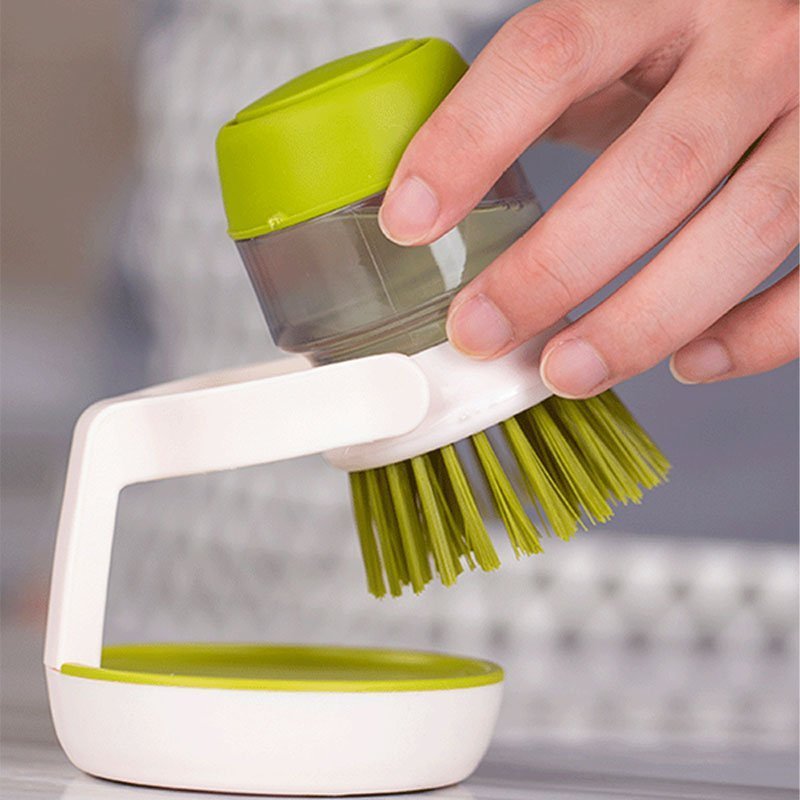 Soap Dispensing Palm Scrub Brush with Drip Tray