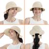 SUN CUBE Women Sun Hat for Outdoor UV Protection, Wide Brim Sun Hat Ponytail, Convertible Zip-Off Beach Hat Visor