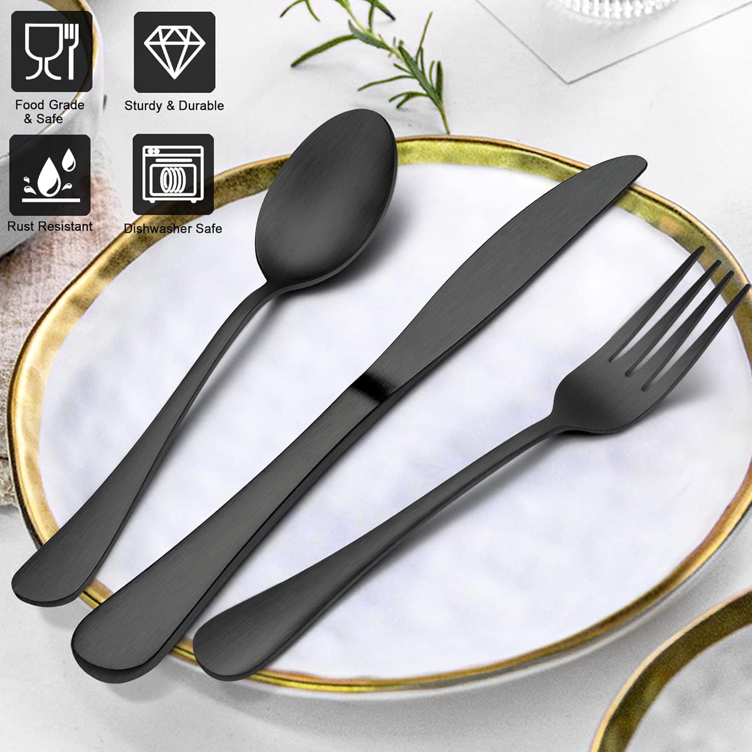 LIANYU 20 Piece Silverware Flatware Cutlery Set, Stainless Steel Utensils Service for 4, Include Knife Fork Spoon, Mirror Polished, Dishwasher Safe