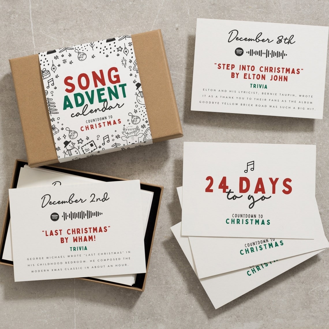 🎄Christmas Advent Calendar-🗃Twenty-Four Days Of Christmas Card Set