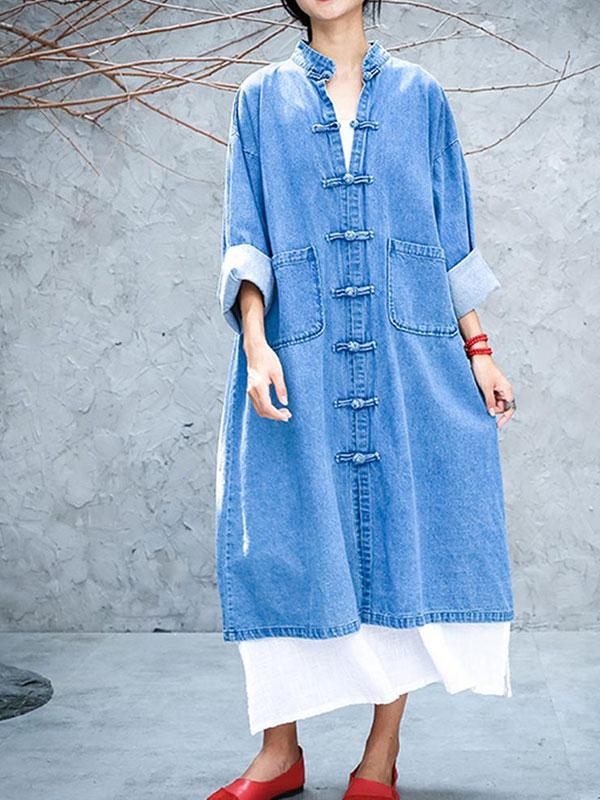 Slouch Pocket Denim Coat