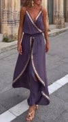 Women's V-neck Suspenders Slit Holiday Casual Jumpsuit