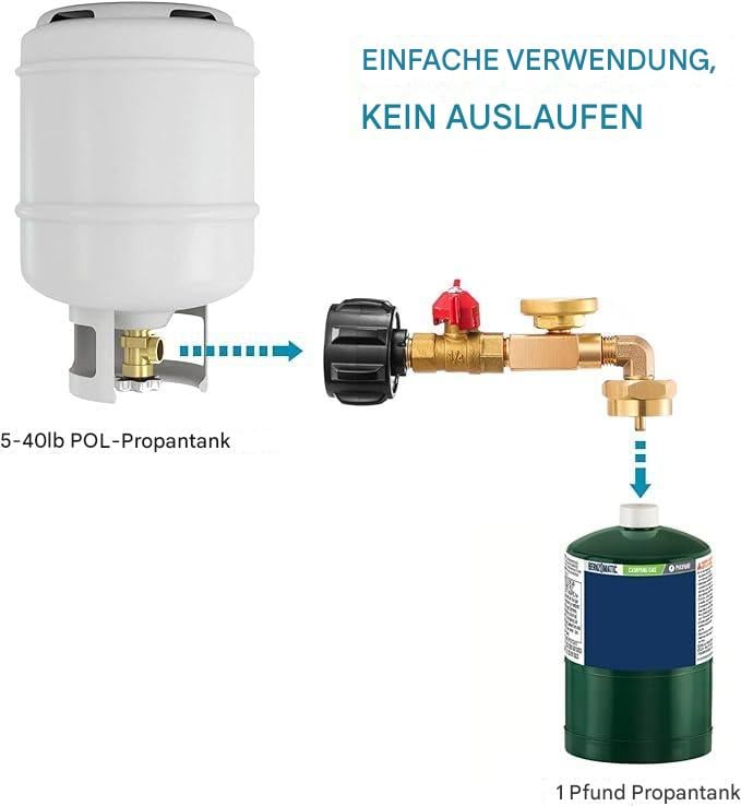 💥Erstklassiger Propan-Nachfüll-Winkeladapter mit Tankanzeige