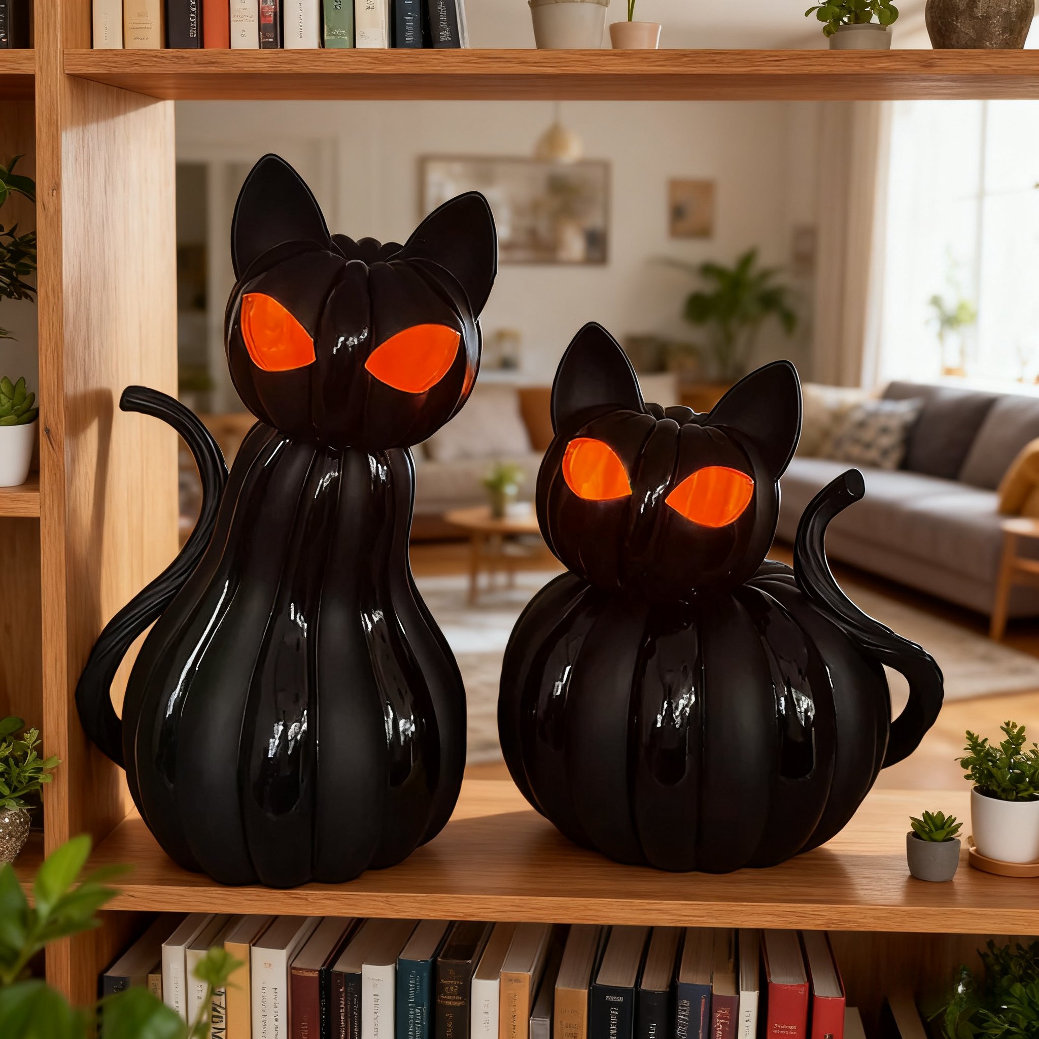 🎁TikTok Last Day Sale - 70% OFF🕸️ Black Cat of the Night – Color-Shifting Eyes Haunted Halloween Figurine
