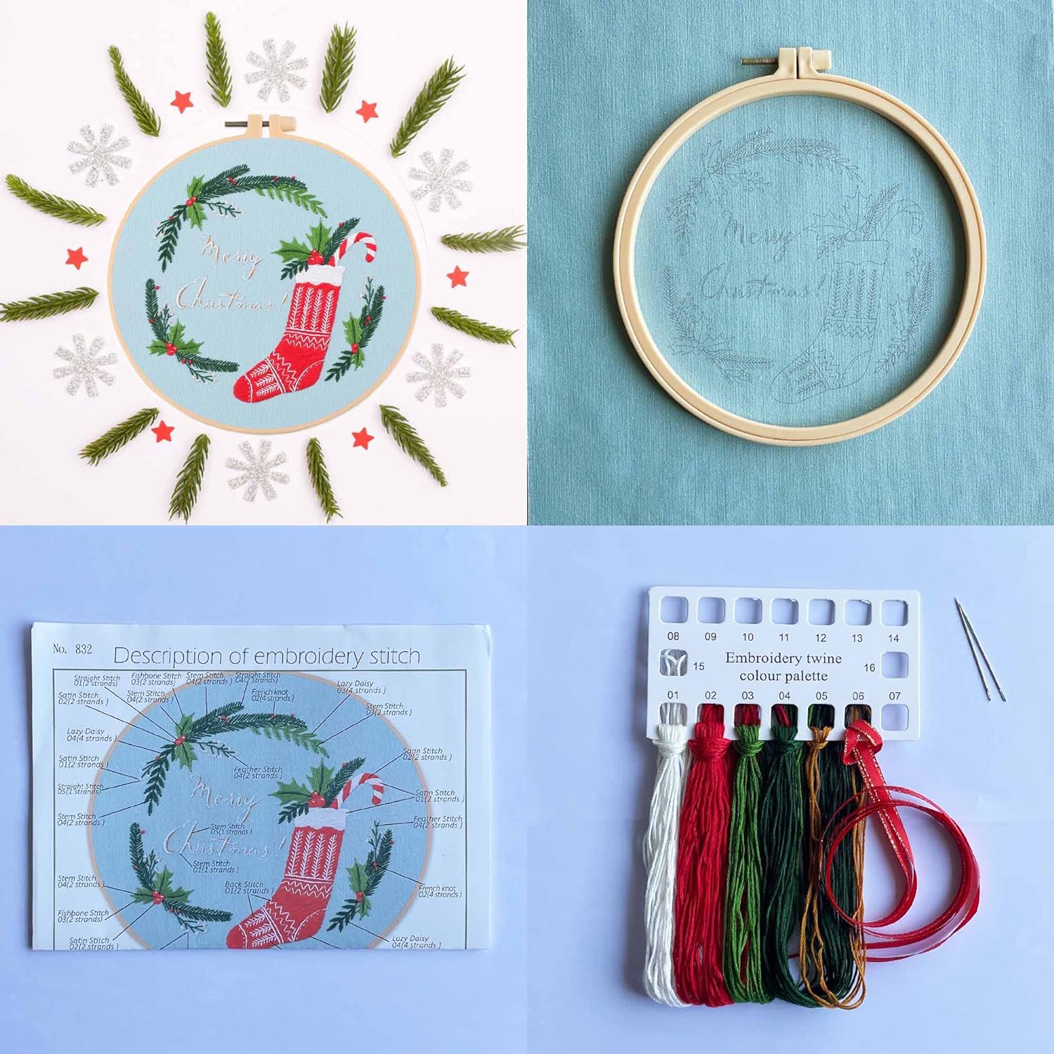 (🌲Early Christmas Sale- 50% OFF) Christmas Embroidery-Beginners Edition