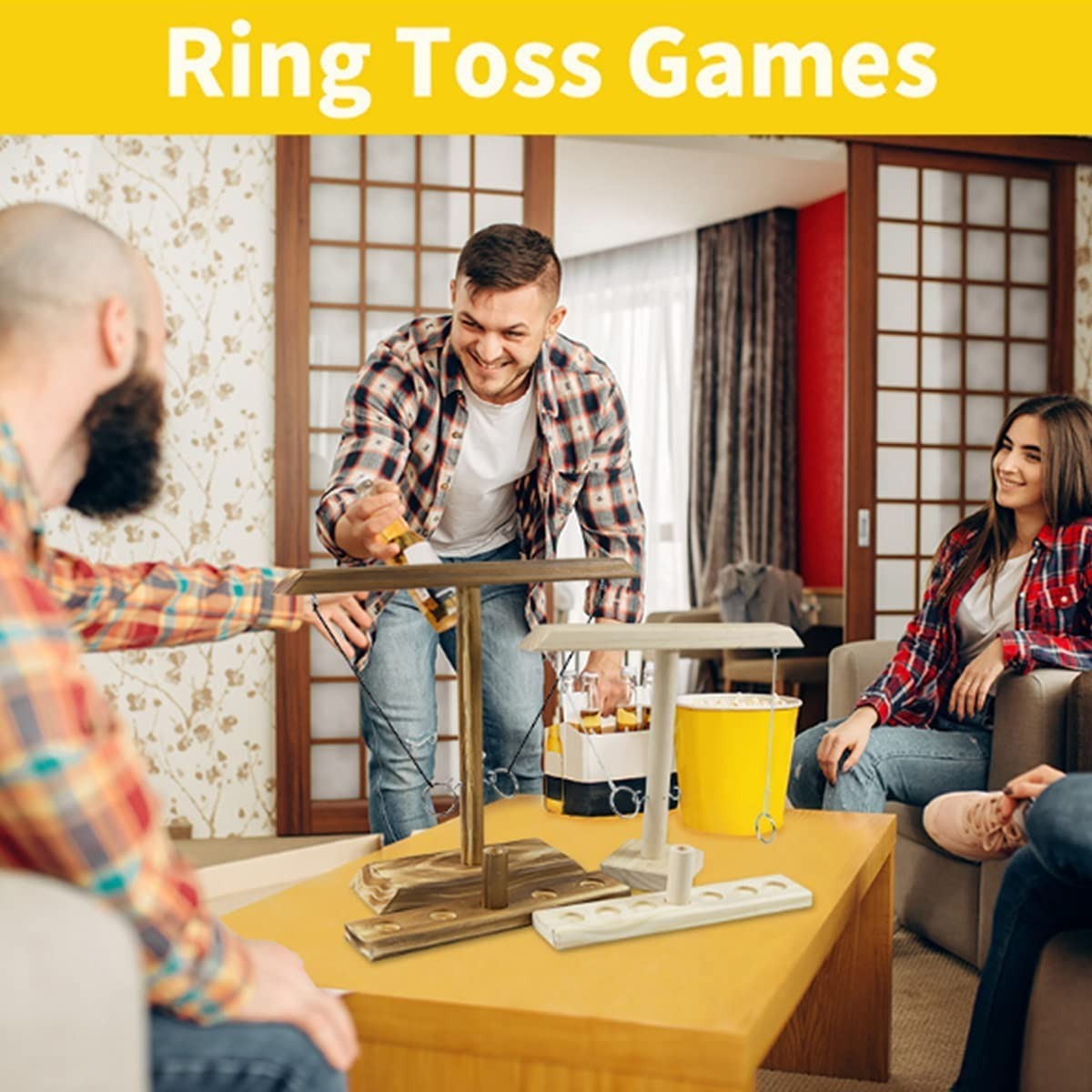 ⚡⚡Last Day Promotion 48% OFF - Ring Toss Games for Kids Adults Home Party Drinking Games