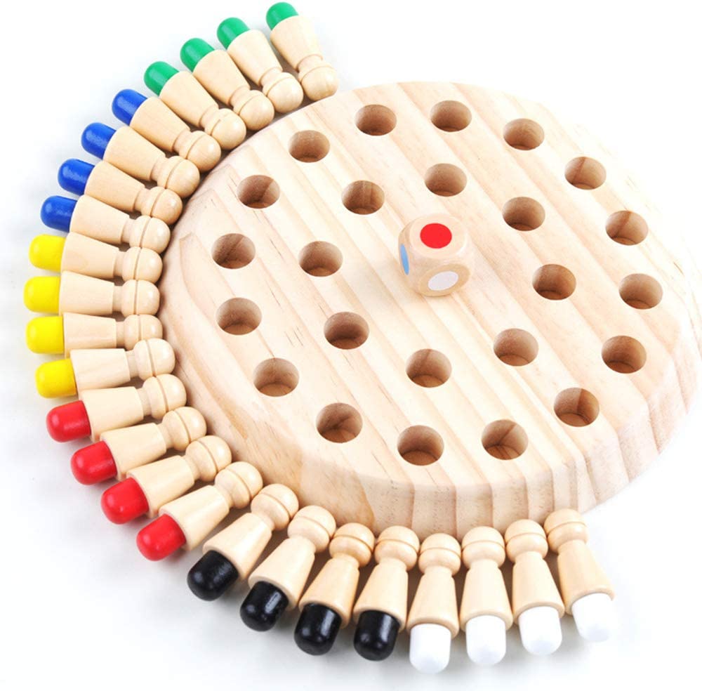 New Children Wooden Memory Matchstick Chess Game