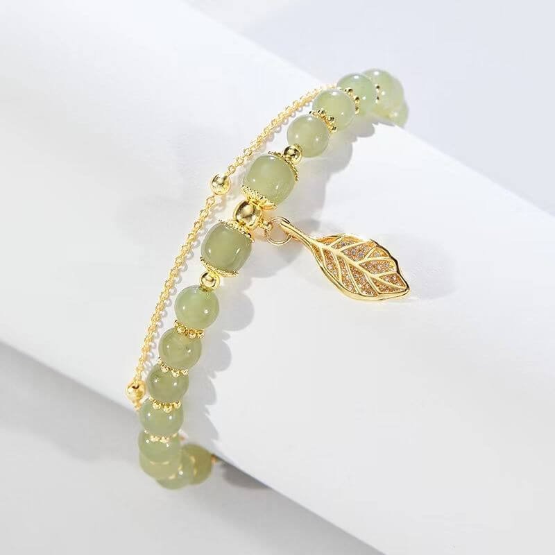 🔥Last Day Free Shipping 💞Hetian jade gold leaf bracelet🔥