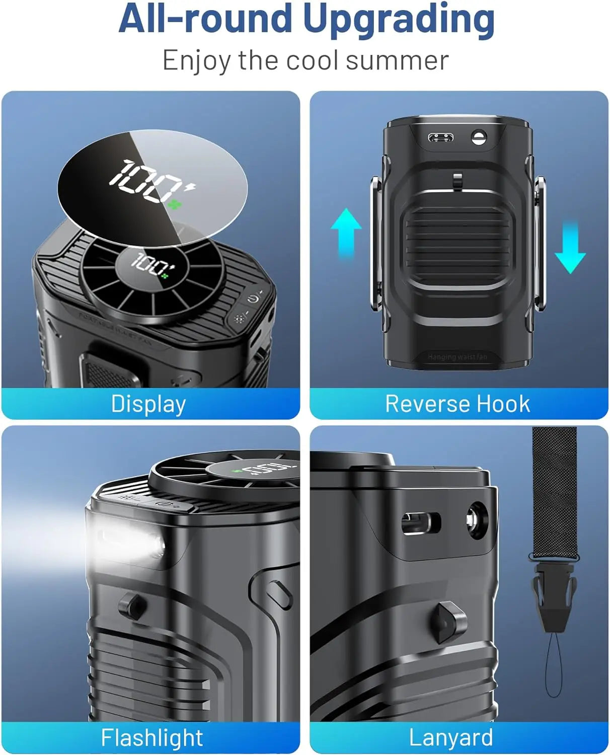🔥Letzter Tag 50% RABATT-Hängender Taillenventilator, Taillenclip-Ventilator, tragbarer Unterhemd-Ventilator