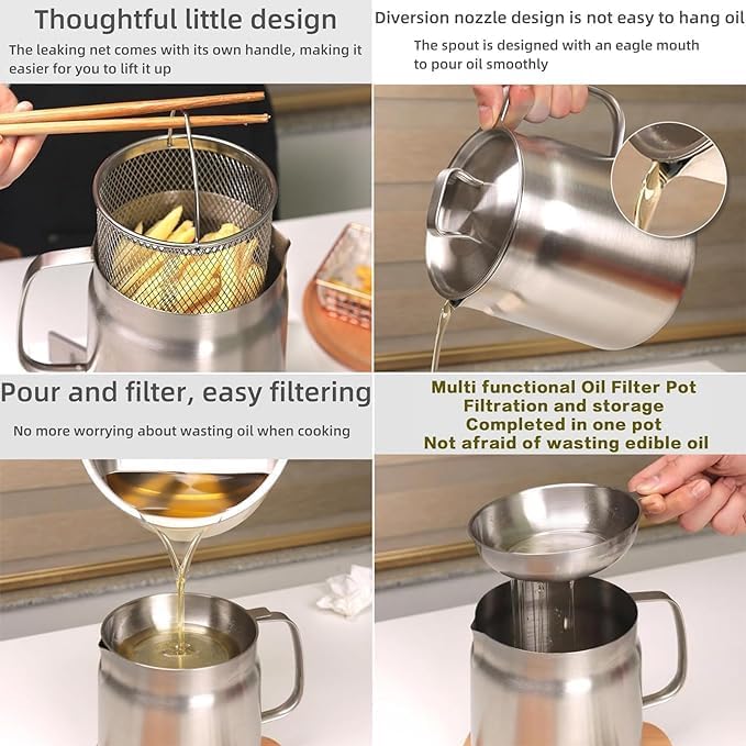 🎁TikTok Last Day Sale - 70% OFF🎉2-in-1 304 Stainless Steel Multifunctional Oil Strainer Pot