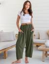 🎁 Letzter Tag Aktion 50% RABATT– Damen Leinenhose mit weitem Bein und Taschen