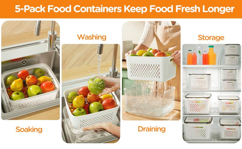 💖Mother's Day Sale 49% OFF🔥Household transparent plastic food storage box-Including drain basket💧