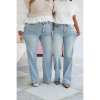 High Rise Vintage Wash Tummy Control Top Straight Leg Jeans(Buy 2 FREE SHIPPING & SAVE ＄9)