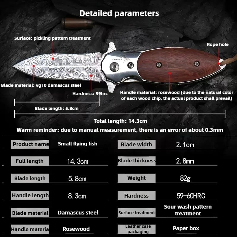 Damascus steel VG10 sharp pocket knife