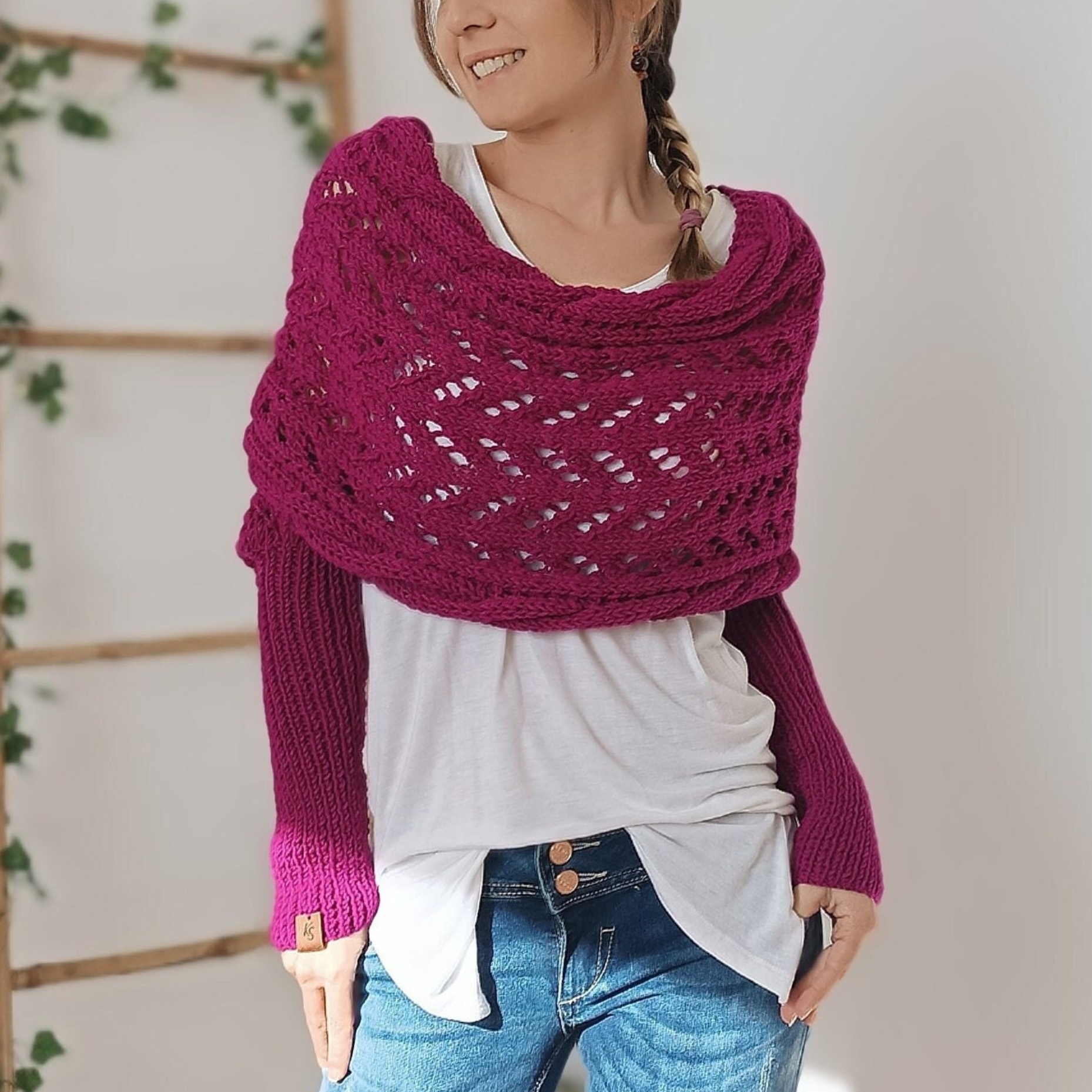 TikTok Last Day Promotion -70% OFF🎉Scarf With Sleeves, Knitted Cable Wrap