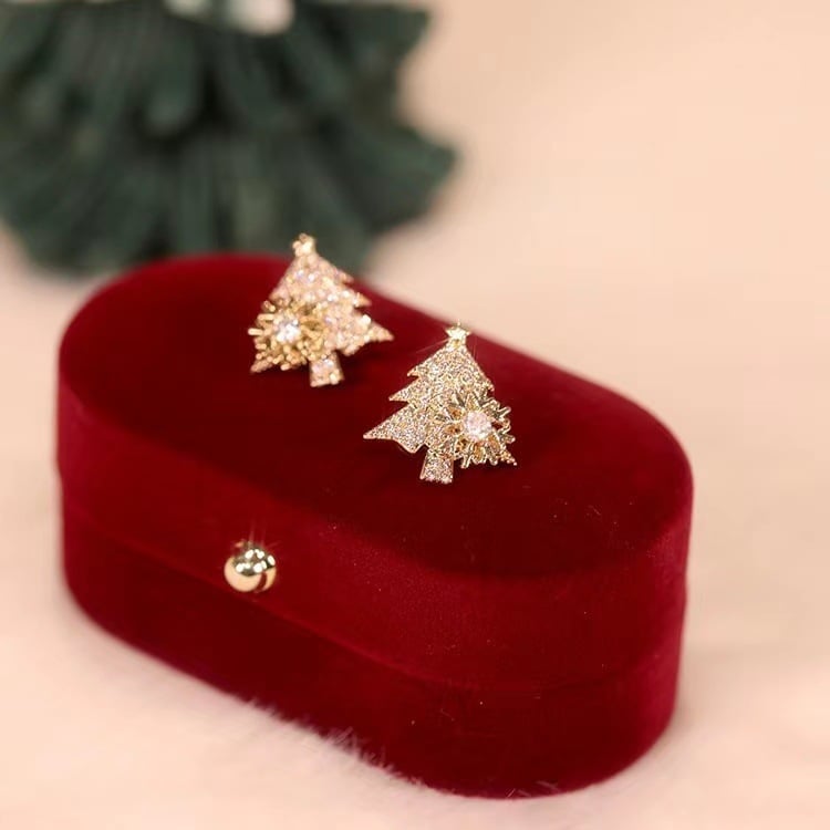 🎅Early Christmas Sale🎄Rotatable Snowflake Christmas Tree Earrings with a gift box