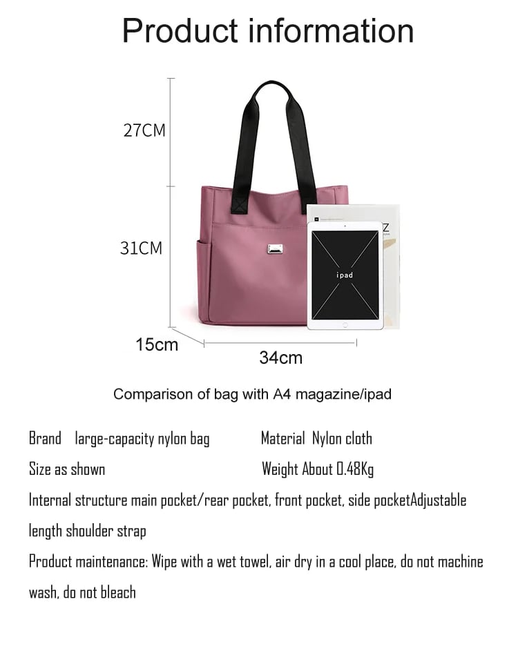 🔥Last Day Promotion 70% OFF👜Large Capacity Water Repellent Multi Pocket Nylon Shoulder Bag