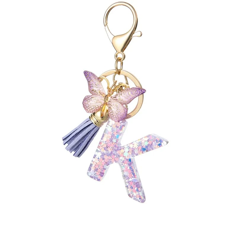 🔥Last Day 50% OFF - Butterfly Letter Keychain Tassel Design Vibrant Durable Lightweight Gift