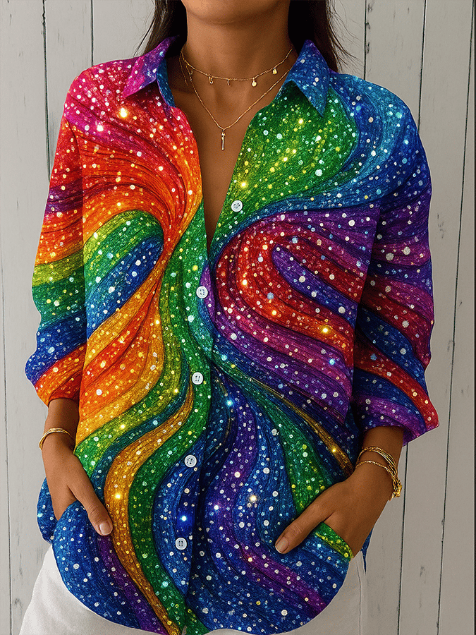Women's Rainbow Art Print Casual Shirt