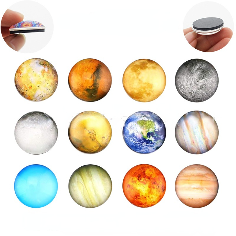 🔥Planet Crystal Refrigerator Magnet Party Set of 12 Pack 3D Round Face- Buy 3 Get Extra 20% Off