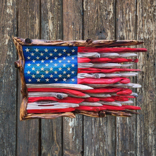 🔥Handmade Honor US Flag With Cypress Trim