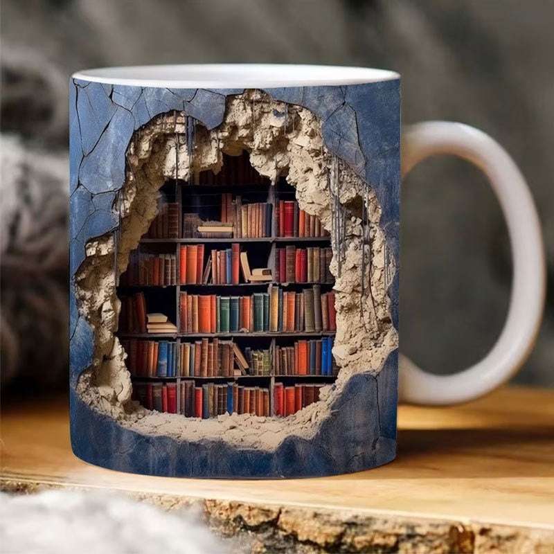 (🌲EARLY CHRISTMAS SALE - 50% OFF)3D Bookshelf Mug,BUY 2 FREE SHIPPING