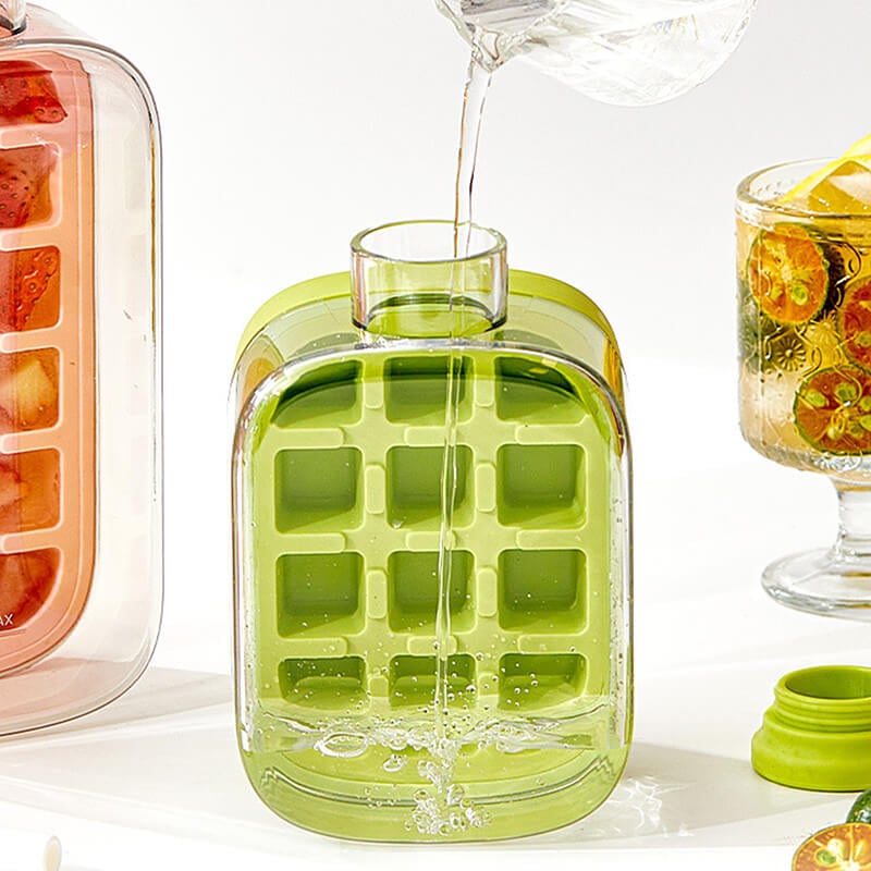 🔥Heißer Verkauf [49% Rabatt] - NUR HEUTE🧊 2-in-1-Eiswürfelflasche - schnelle Eisherstellung & erfrischende Schlucke