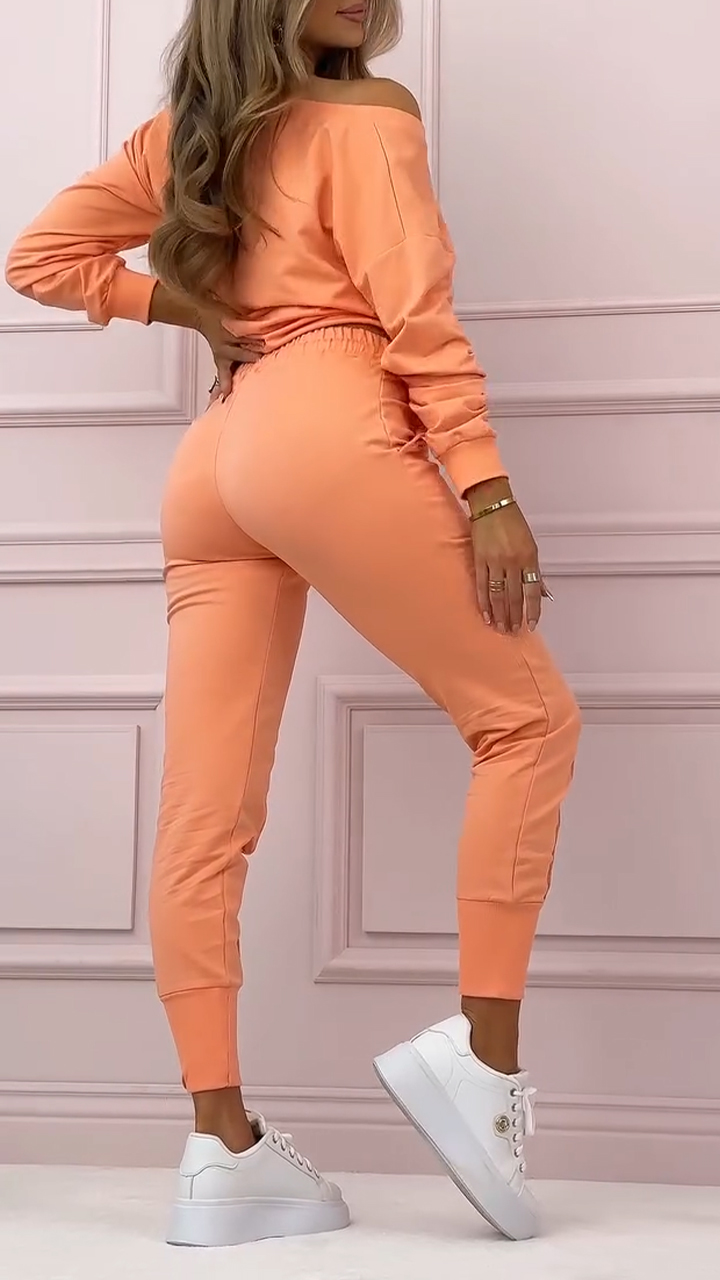 Women's V-neck Casual Sports Sweatshirt Suit