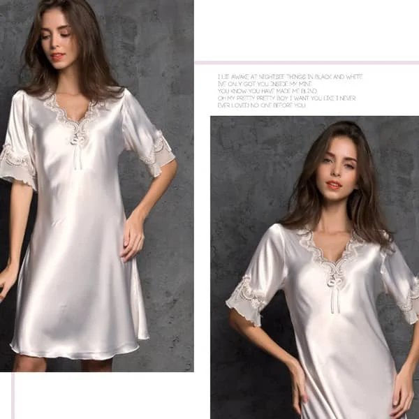 🔥Hot Sale🔥Lace Nightclothes Ice Silk Short Sleeve