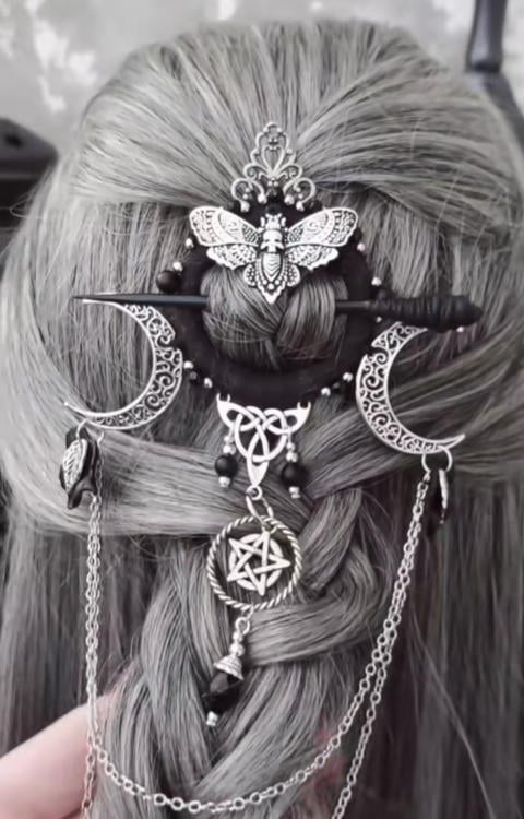 🔥LAST DAY 50% OFF🧙‍♀️Handmade Goddess of the Night Witchy Hair Pin