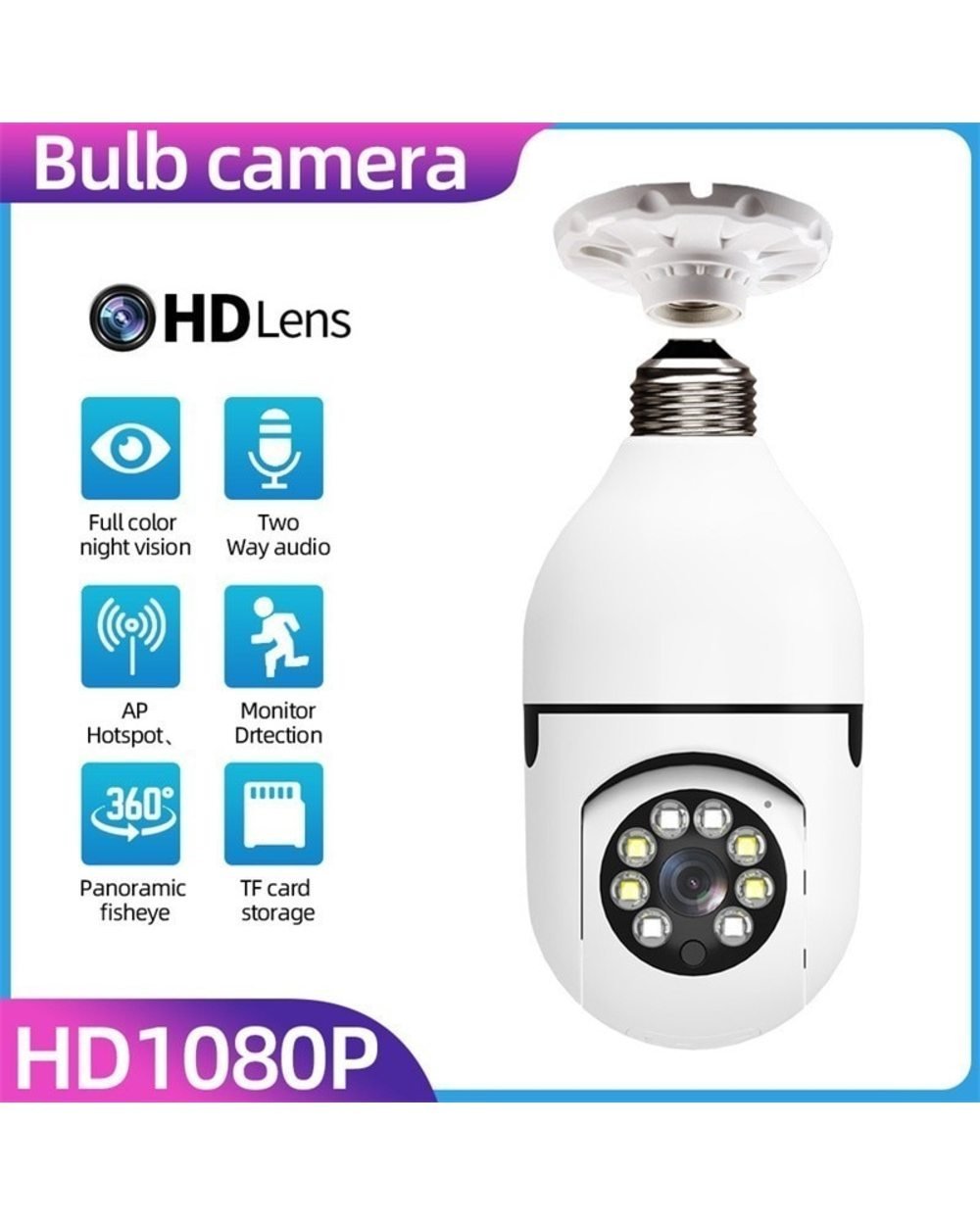 🔥Last Day Promotion🔥-Wireless Wifi Light Bulb Camera Security Camera⚡BUY 2 FREE SHIPPING