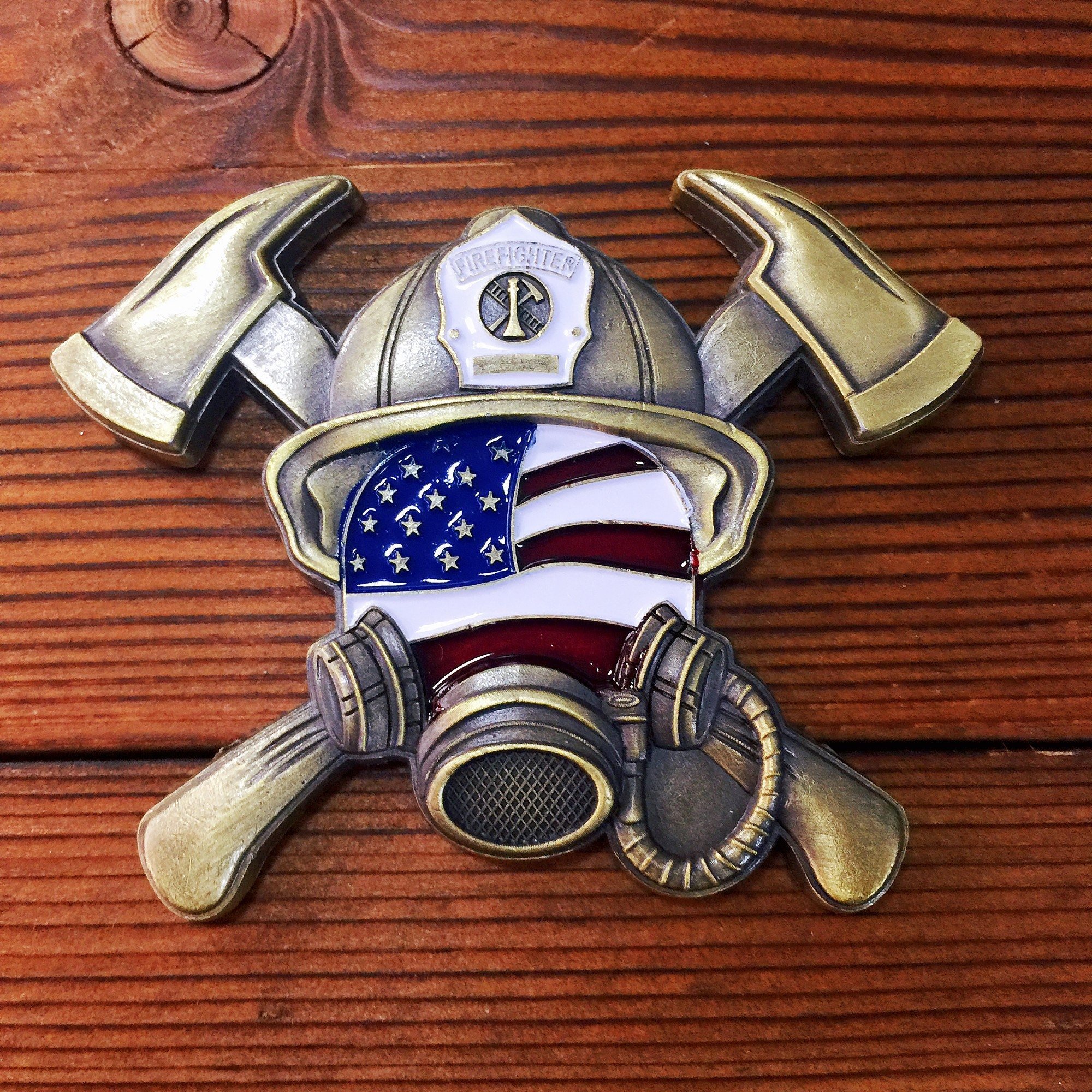 Firefighter Challenge Coin - Fire Respirator Axe Shape