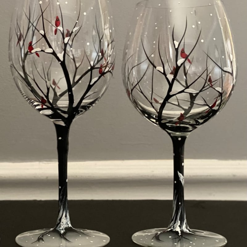 🔥Last Day Promotion - 70% OFF🎁Four Seasons Tree Wine Glasses - Hand Painted Art