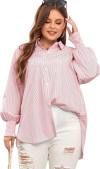 💥LAST DAY SALE 50% OFF💥Mid-Length Smocked Shirt With Striped Lapel And Oversized Drawdown Sleeves