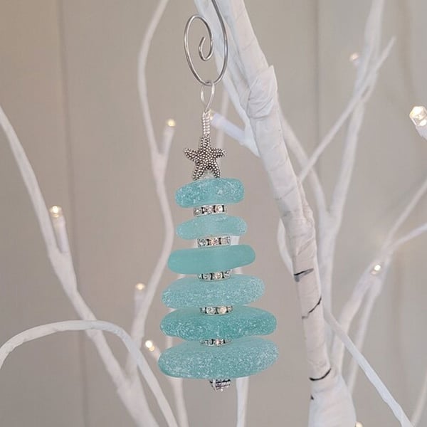 🎄XMAS Gift For Ocean Lovers🐬 Genuine Sea Glass Tree Ornament