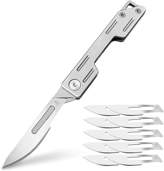 EDC Pocket Utility Knife with 10 Pcs of No. 24 Replaceable Blades