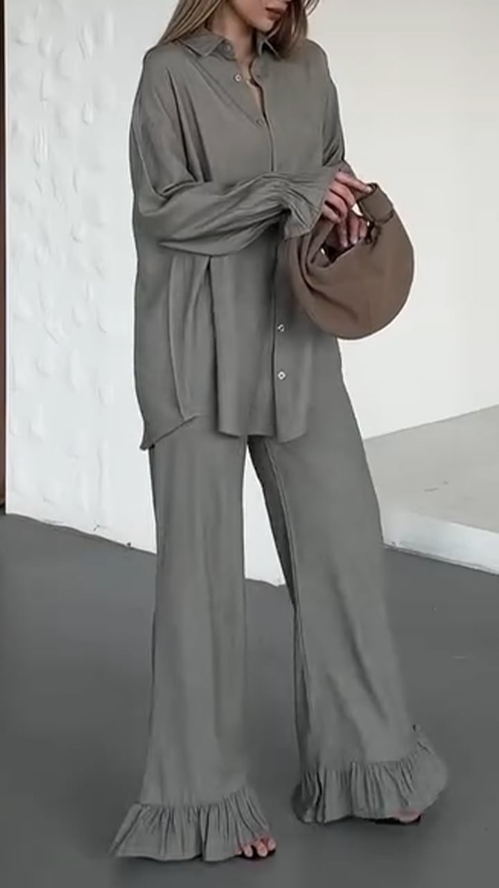 Women's Lapel Flared Cuffs Casual Suit