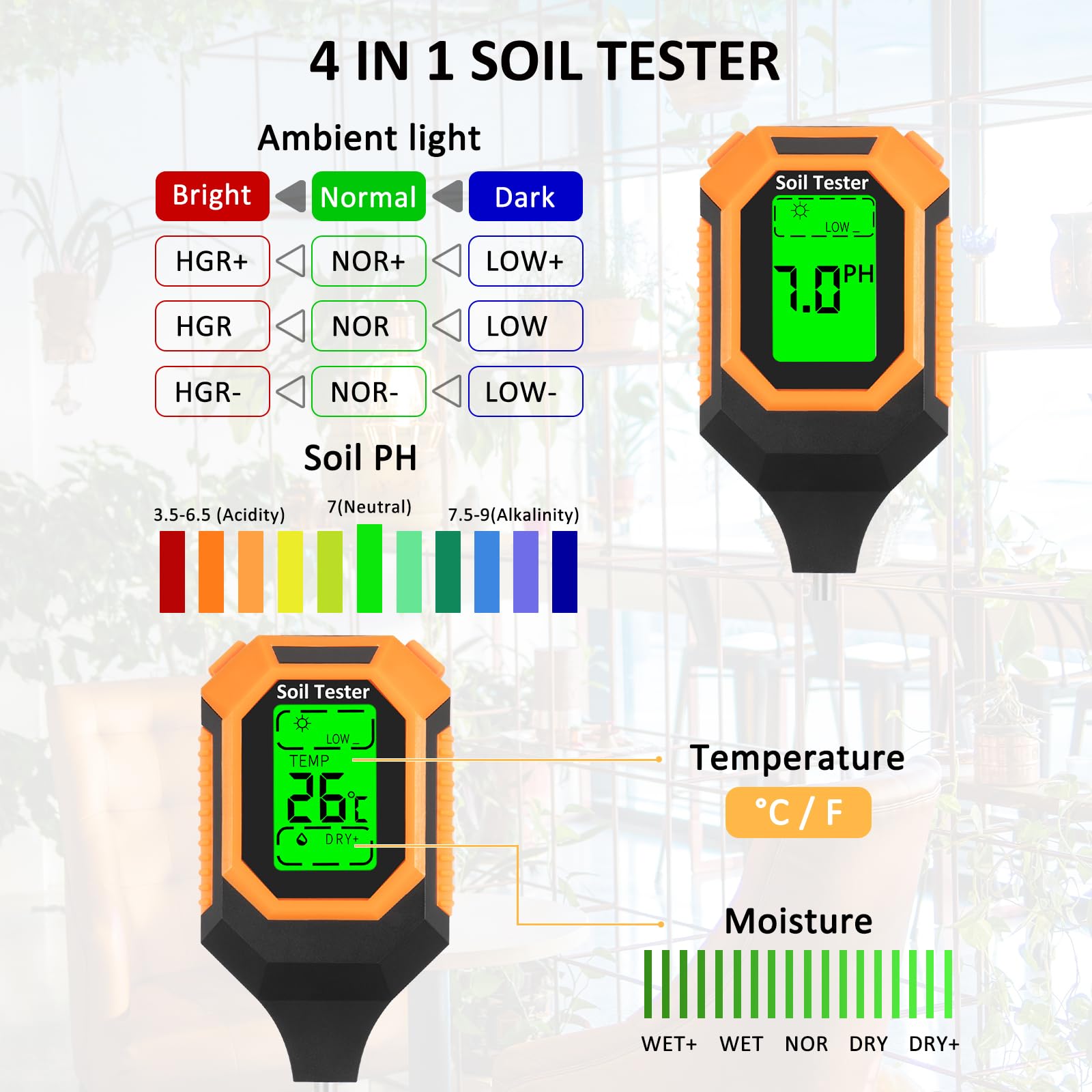 🌱4-in-1 Soil Tester