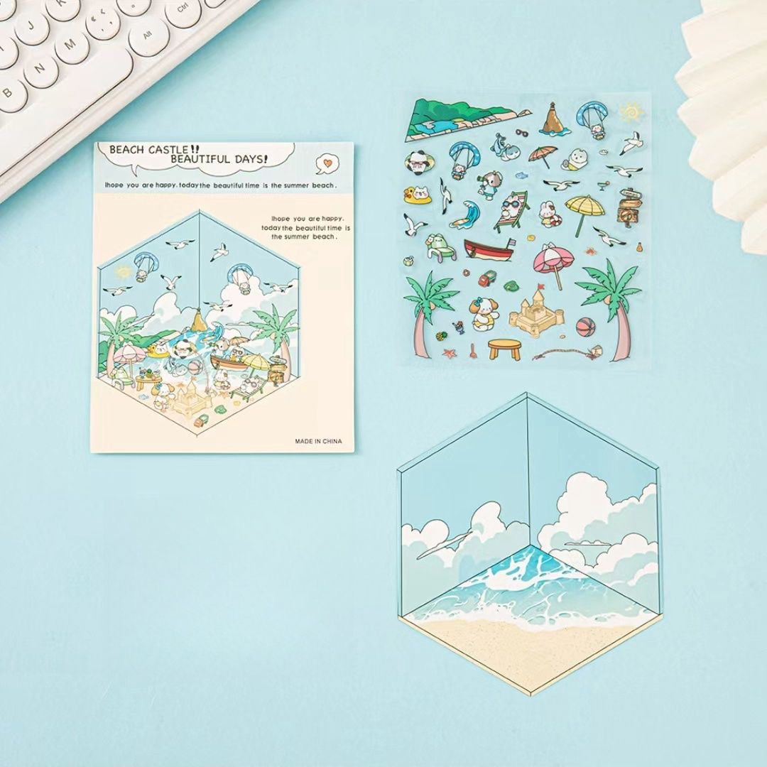 Sticker Scene: DIY Picnic|Magical Library|Spring Party|Beach|Amusement Park|Record Store