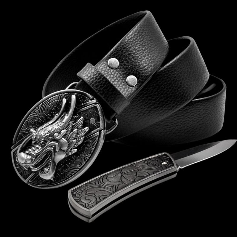 (🔥Last Day Promotion- SAVE 48% OFF)Fashion Punk Men's Genuine Leather Belt With Knife-Buy 2 Free Shipping